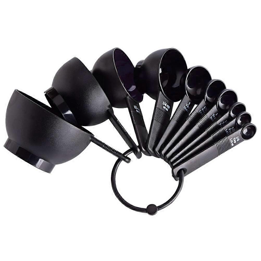 Measuring Spoon Cup Flat Measuring Spoons Kitchen Gadgets 10Pcs Black Abs Material Precise Measurement Baking