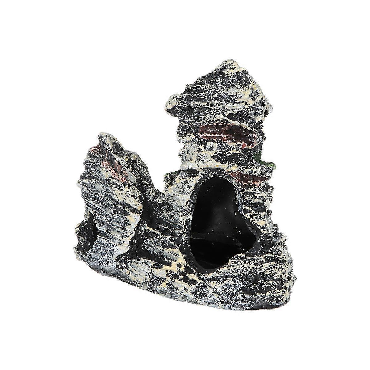 Artificial Rockery Fish Tank Hiding Place Grey Resin Craft 1Pc