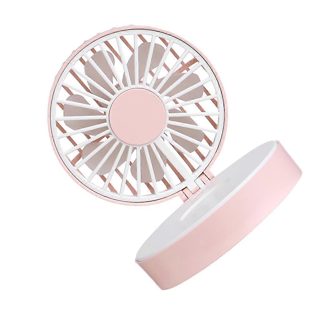 Usb Powered Fan Portable Desktop Fan with Mirror for Outdoor Use Pink ABS Silicone 1Set