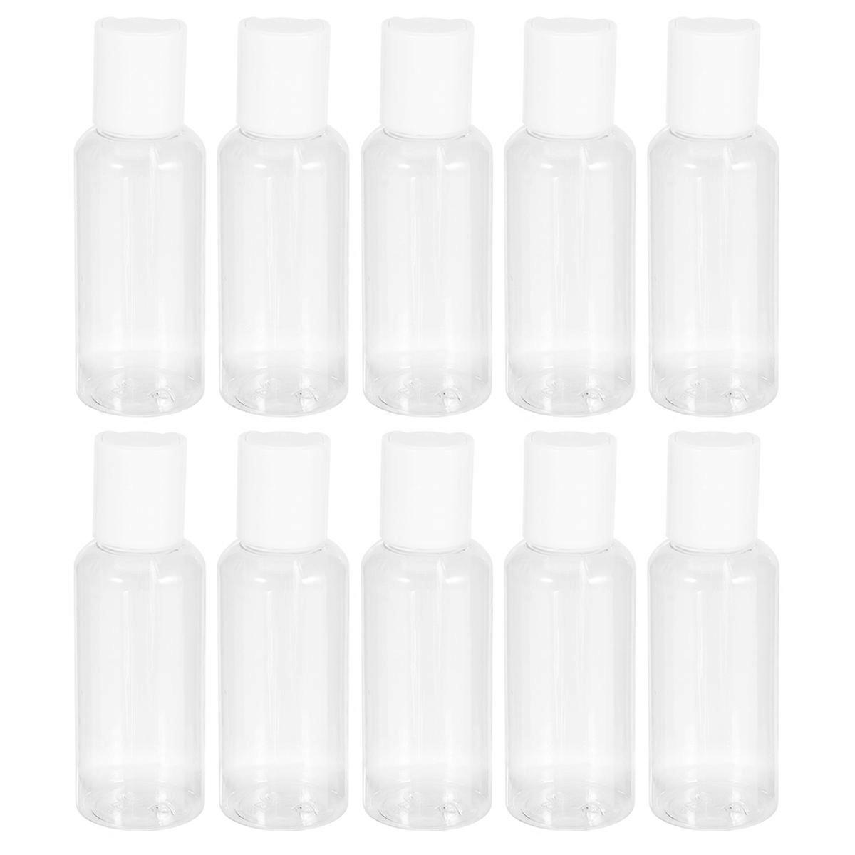 10pcs Refillable Pet Bottles with Random Color Caps – Durable Lightweight Cosmetic Containers for Travel Shampoo, Lotion, Face Wash Storage