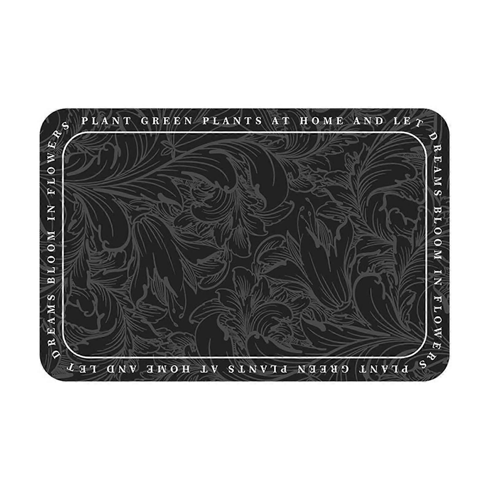 Tischset 4Er Set Leder Rectangular Leather Table Mat With Floral Leaf Pattern Modern Placemat 45x30 Cm Dark Gray