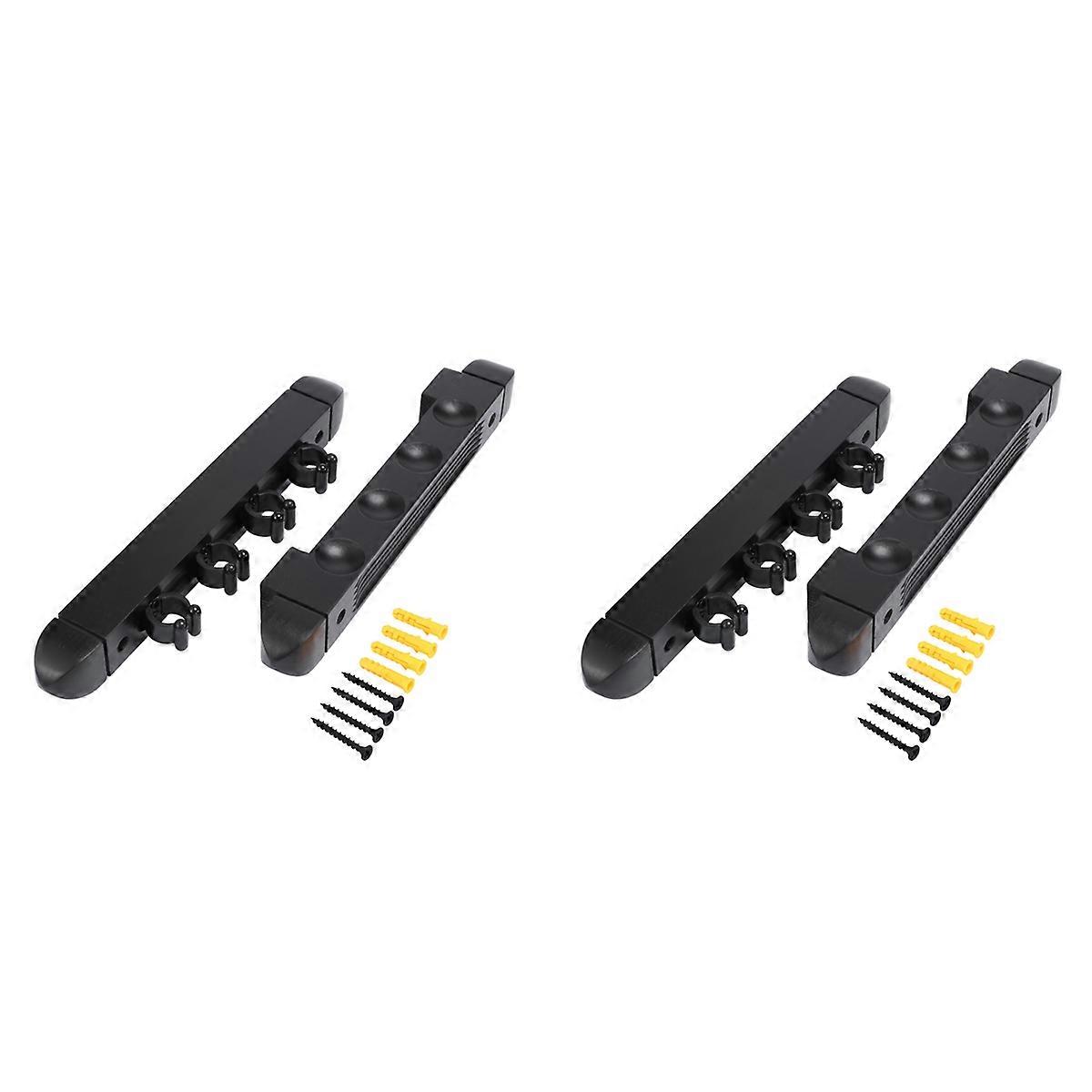 2X 4 Holes Wall Mounted Hardwood Billiard Cue Rack Pool Cue Rack 6 Clips Billiard Holder Bracket Acc