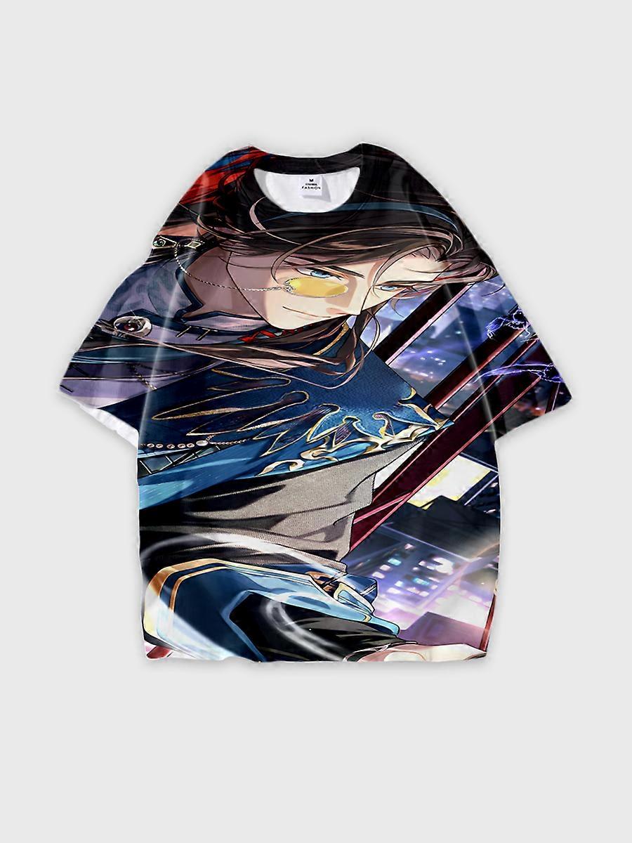 T-shirt round neck Role Pattern loose short sleeve E971