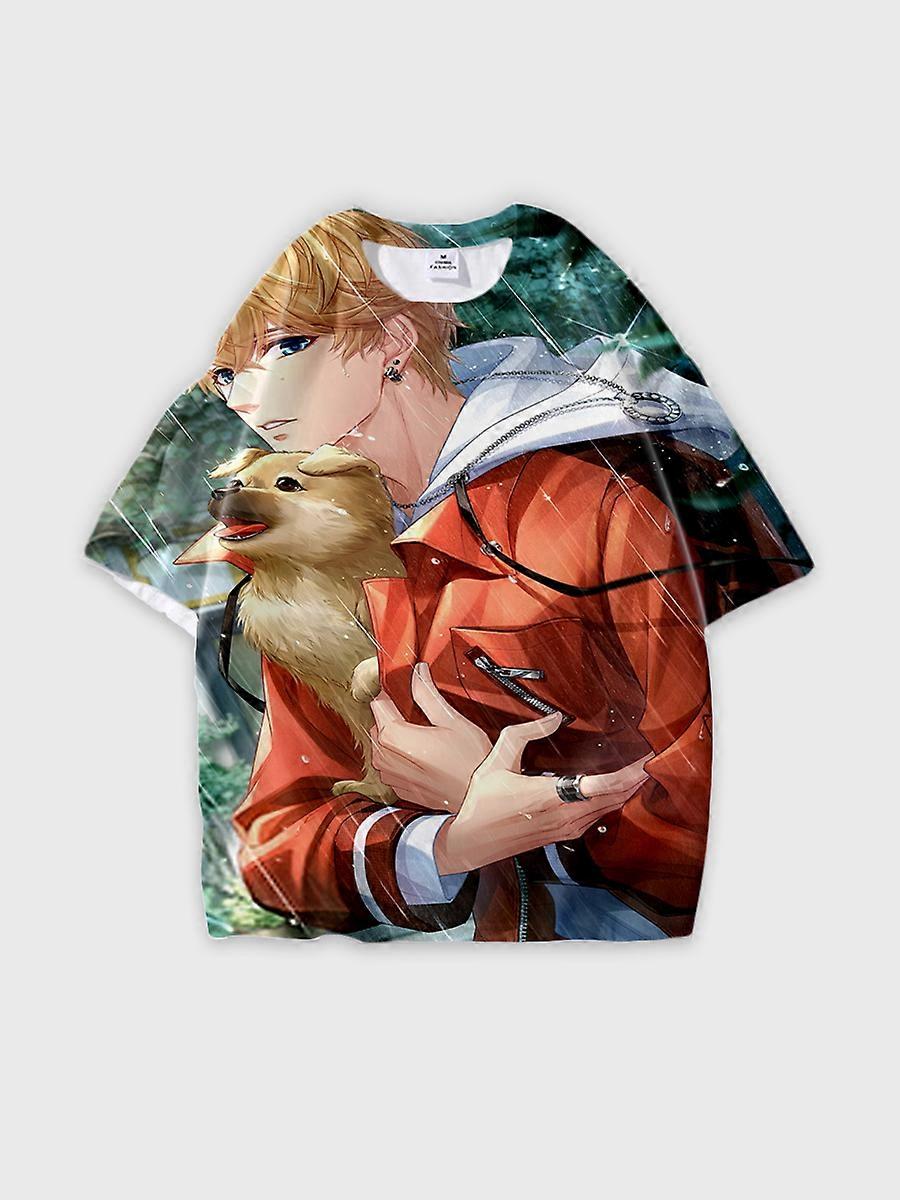 T-shirt round neck Role Pattern loose short sleeve E2406