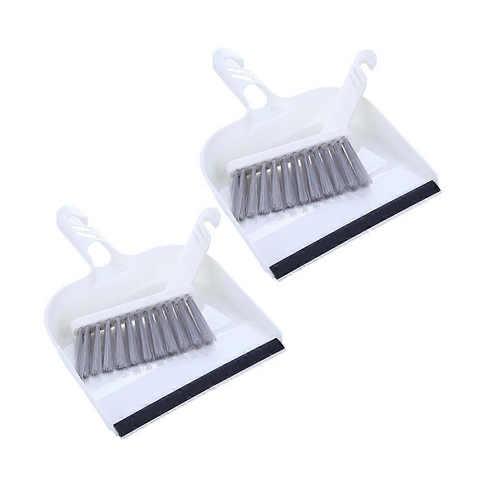 White Plastic Mini Broom and Dustpan Set for House Use with Good Cleaning Ability 2 Sets
