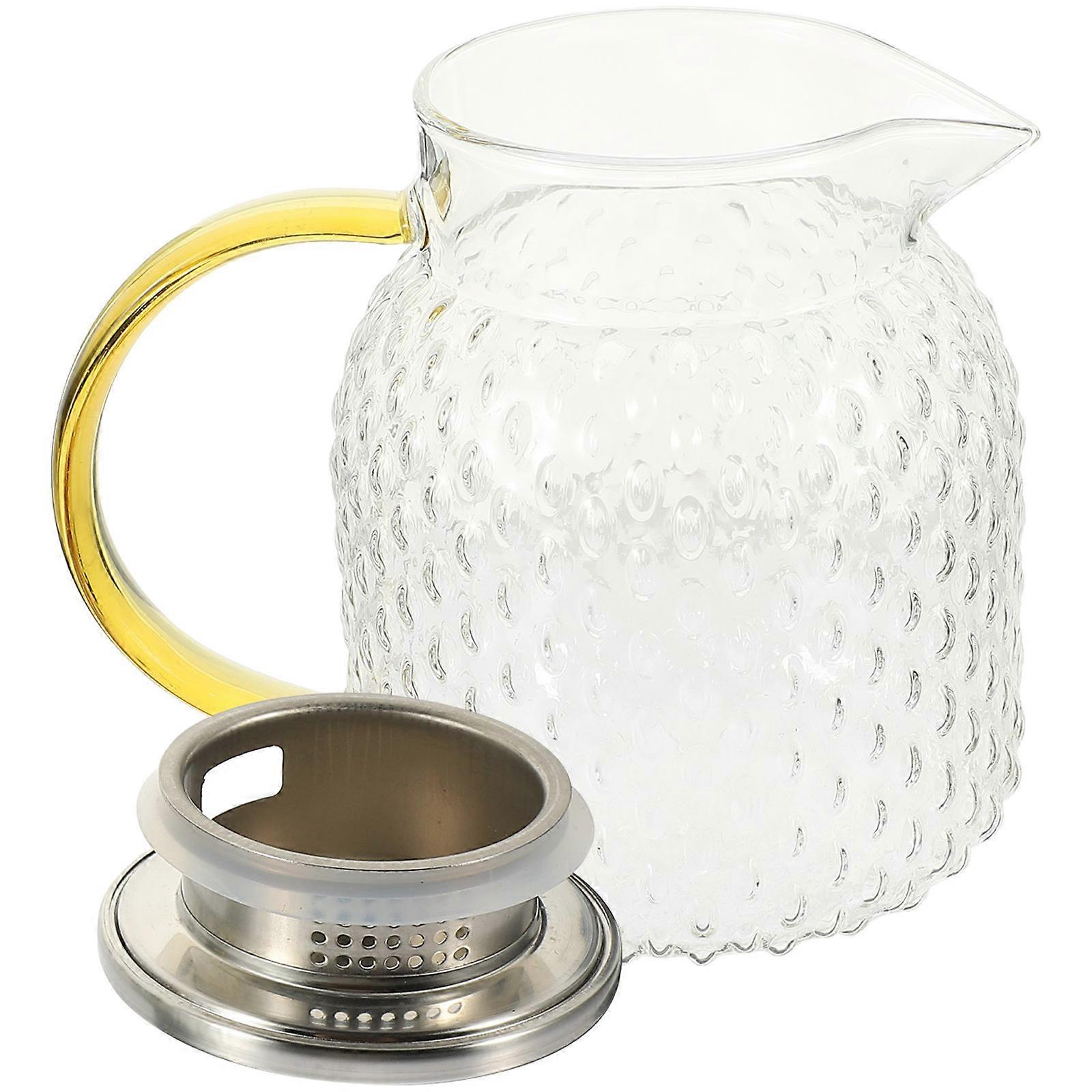 Clear Glass Teapot with Stainless Steel and Rubber Handle for Storage Assorted Color 1000ml