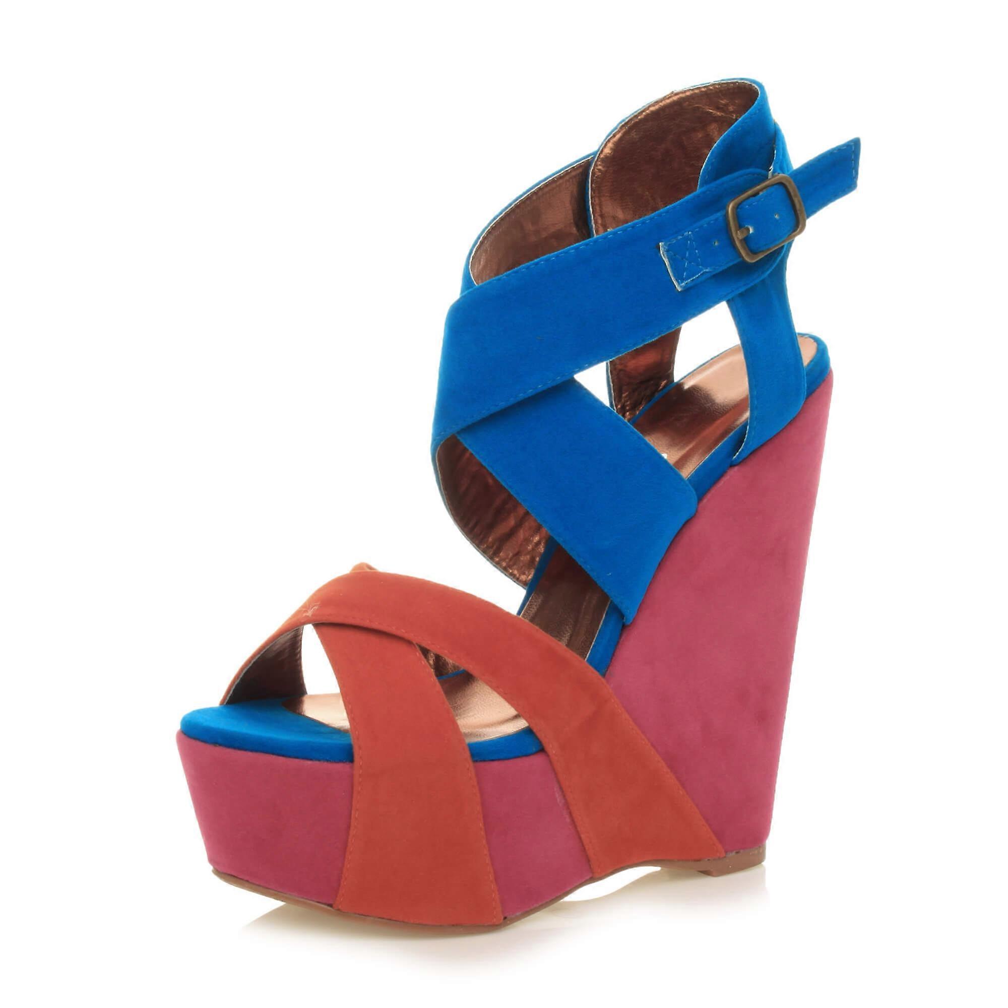 Ajvani womens platform high heel wedge strappy summer sandals shoes