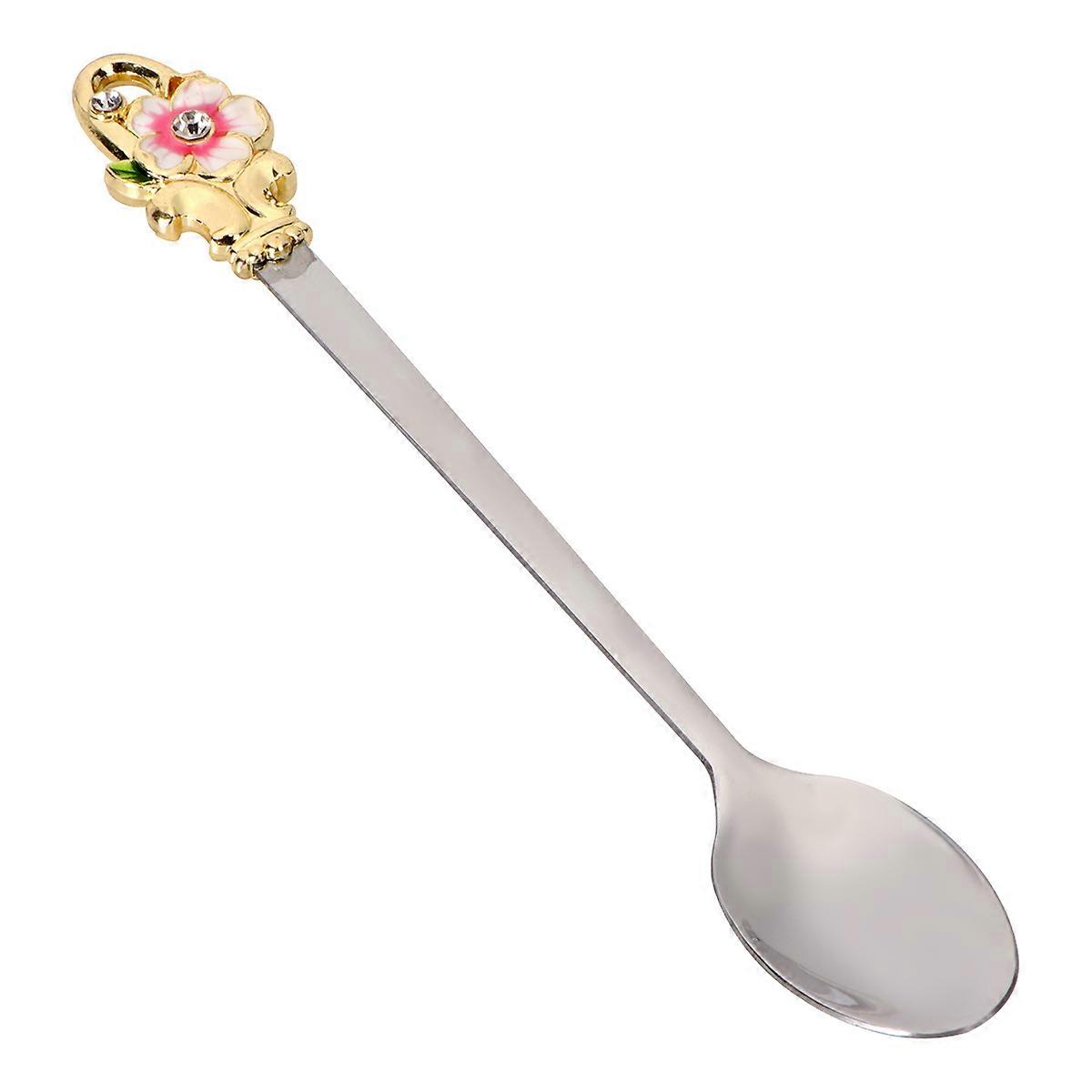 Coffee Spoon Stirrer Stainless Steel Enamel Spoon Floral Shape Handle Multi Color 1Pcs Suitable For Daily Use And Special Occasions