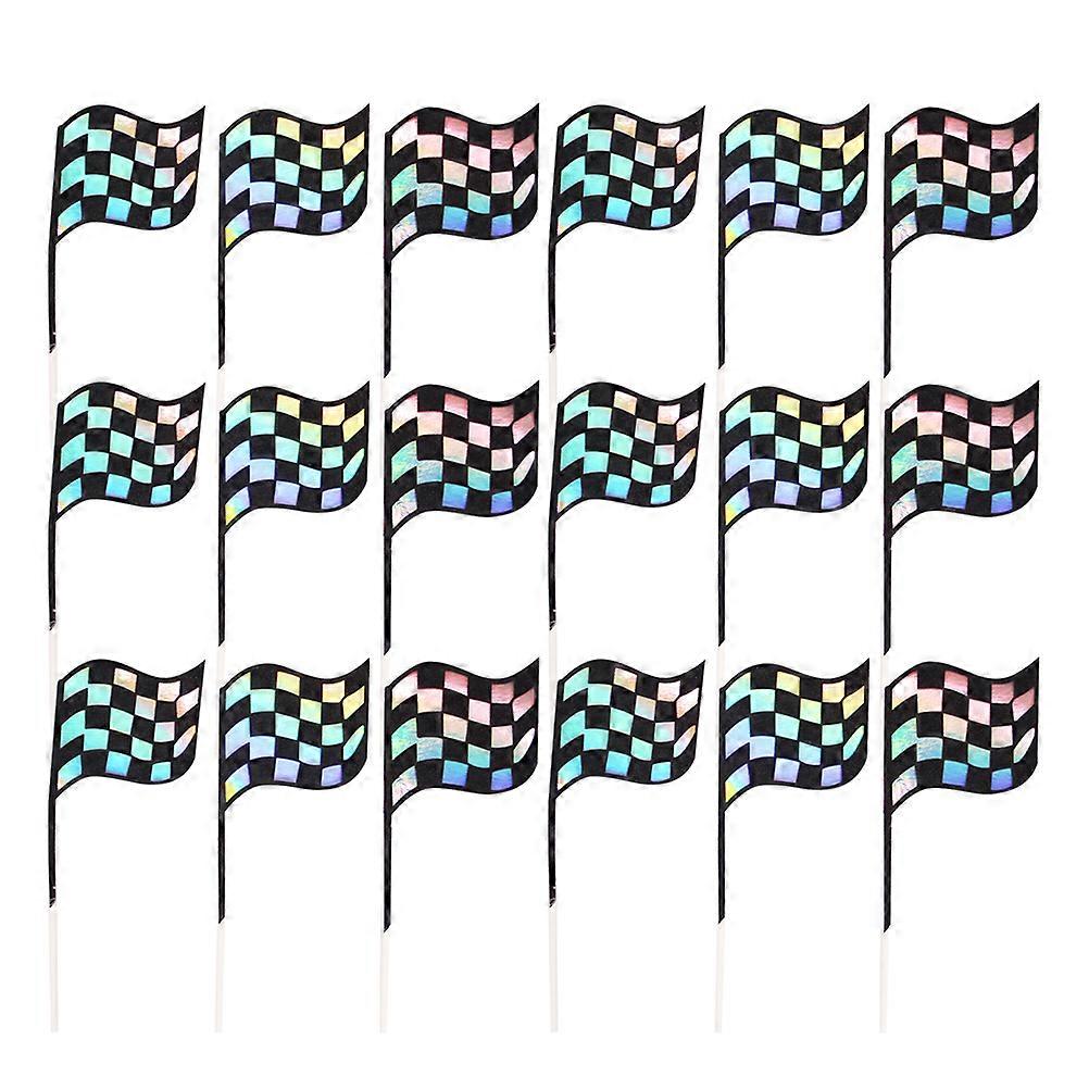 Chic Racing Flag Design Cake Toppers Paper Assorted Color Safe for Decoration 18pcs