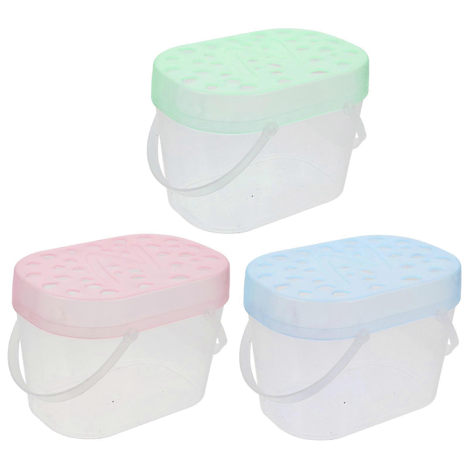Traveling Pet Cases 3Pcs Transport Boxes Assorted Color 13.5X12X9cm Durable Hamster Carrier