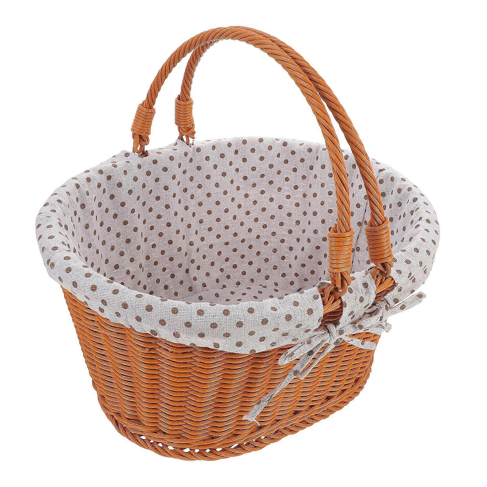 Imitation Rattan Woven Basket For Outdoor Picnic And Home Decoration In Stylish Brown Color As A Storage Container 1Set