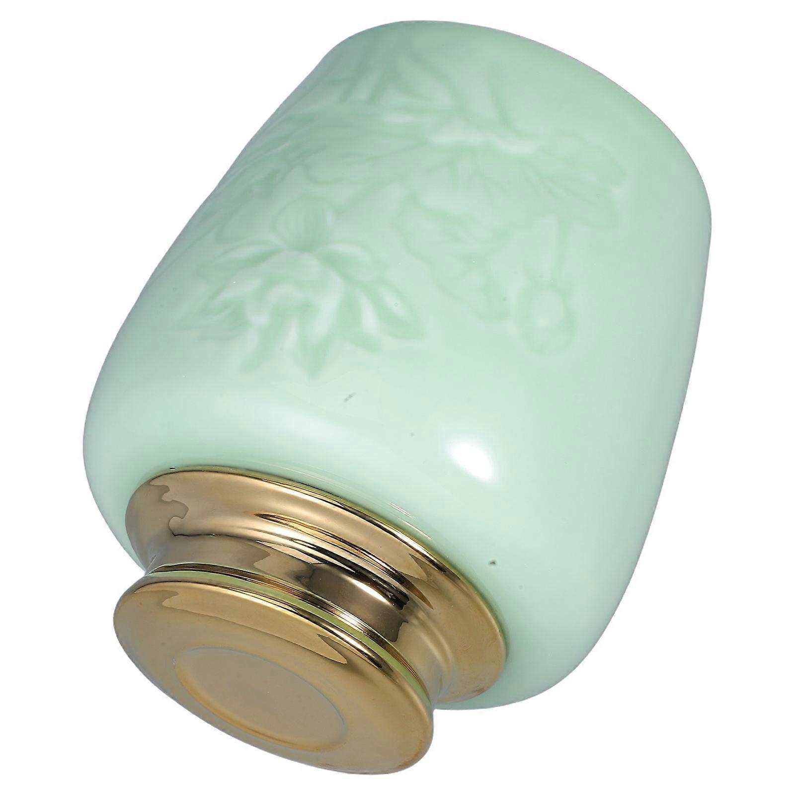 Light Green Ceramic Tea Canister for Storage Use
