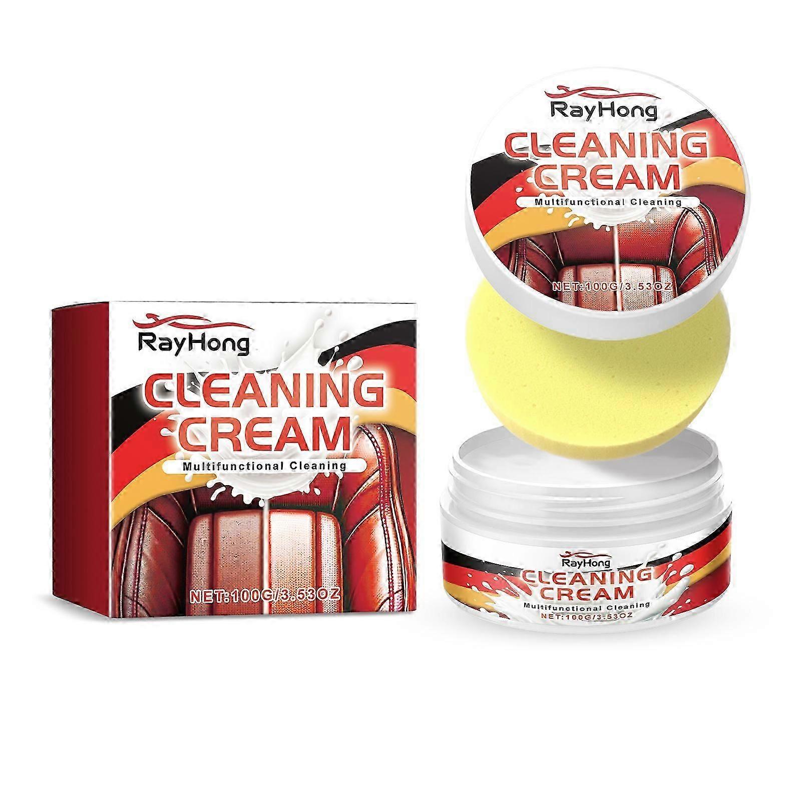 Rayhong leather care cream for car seats and dashboards, offering cleaning, protection, and rejuvenation