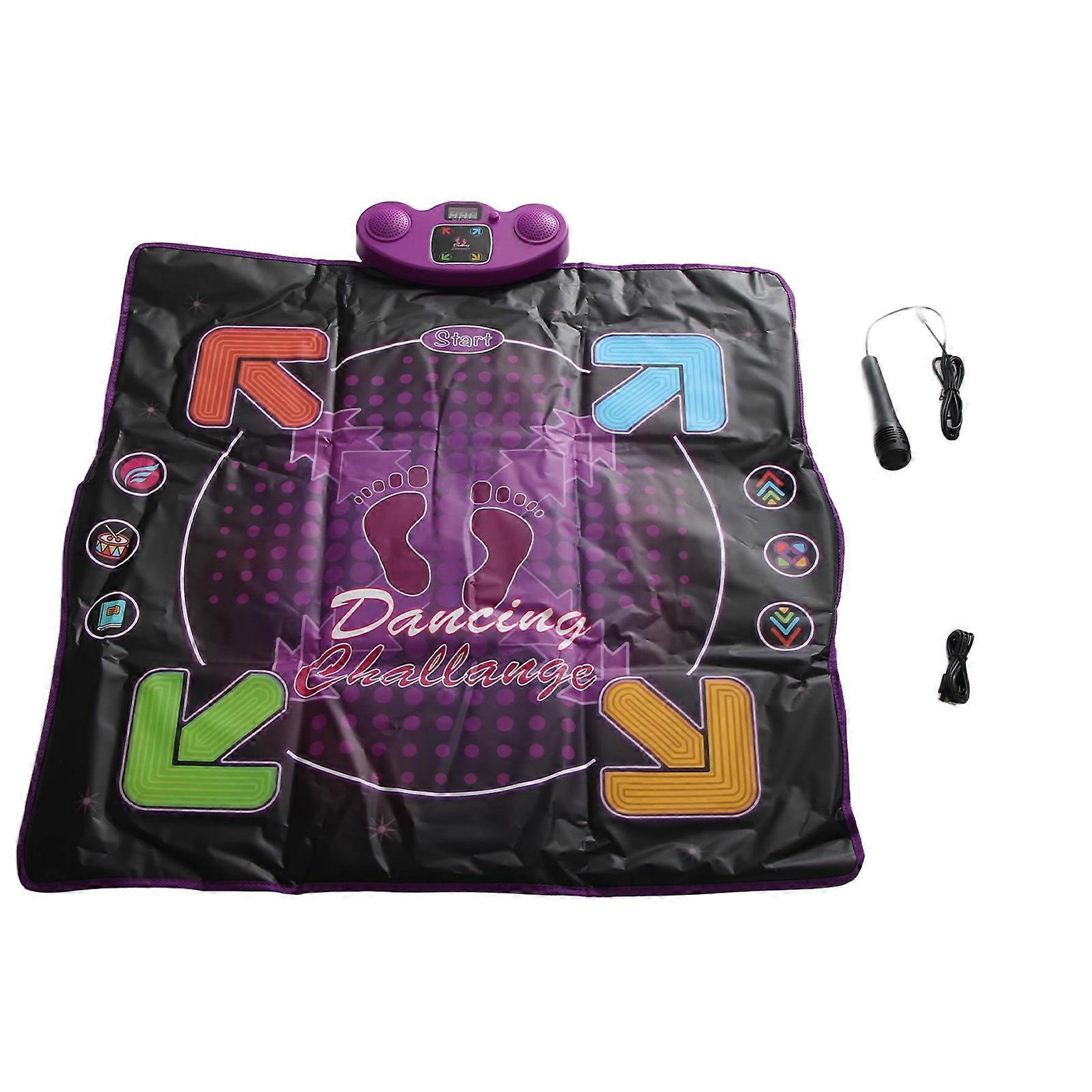 Eletronic Dance Pad with Microphone 4 Game Modes Various Music Prevent Slip Improve Coordination Dancing Mat for Kids Lighting Type