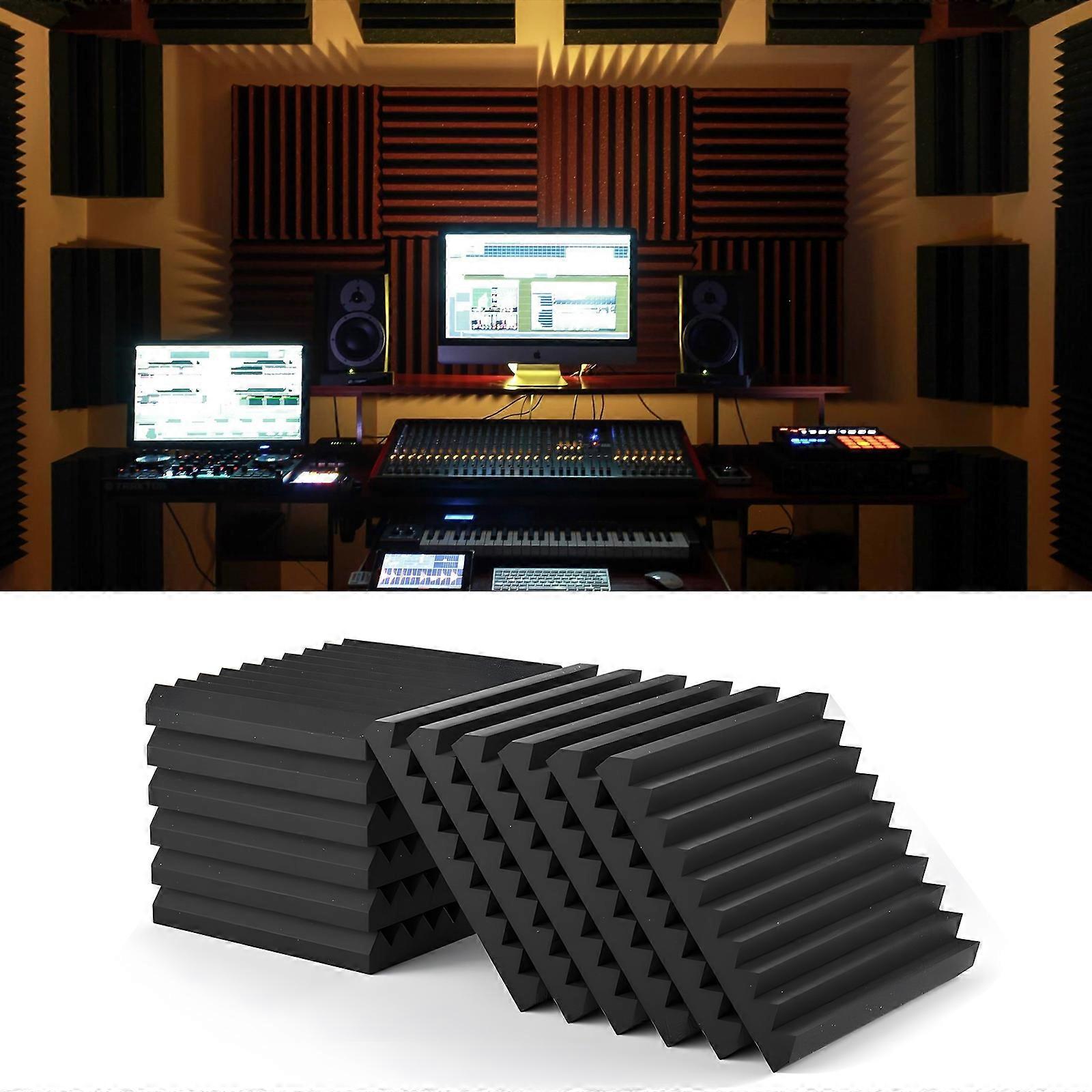High-Density Flame-Retardant Acoustic Sponge_Black_48pcs