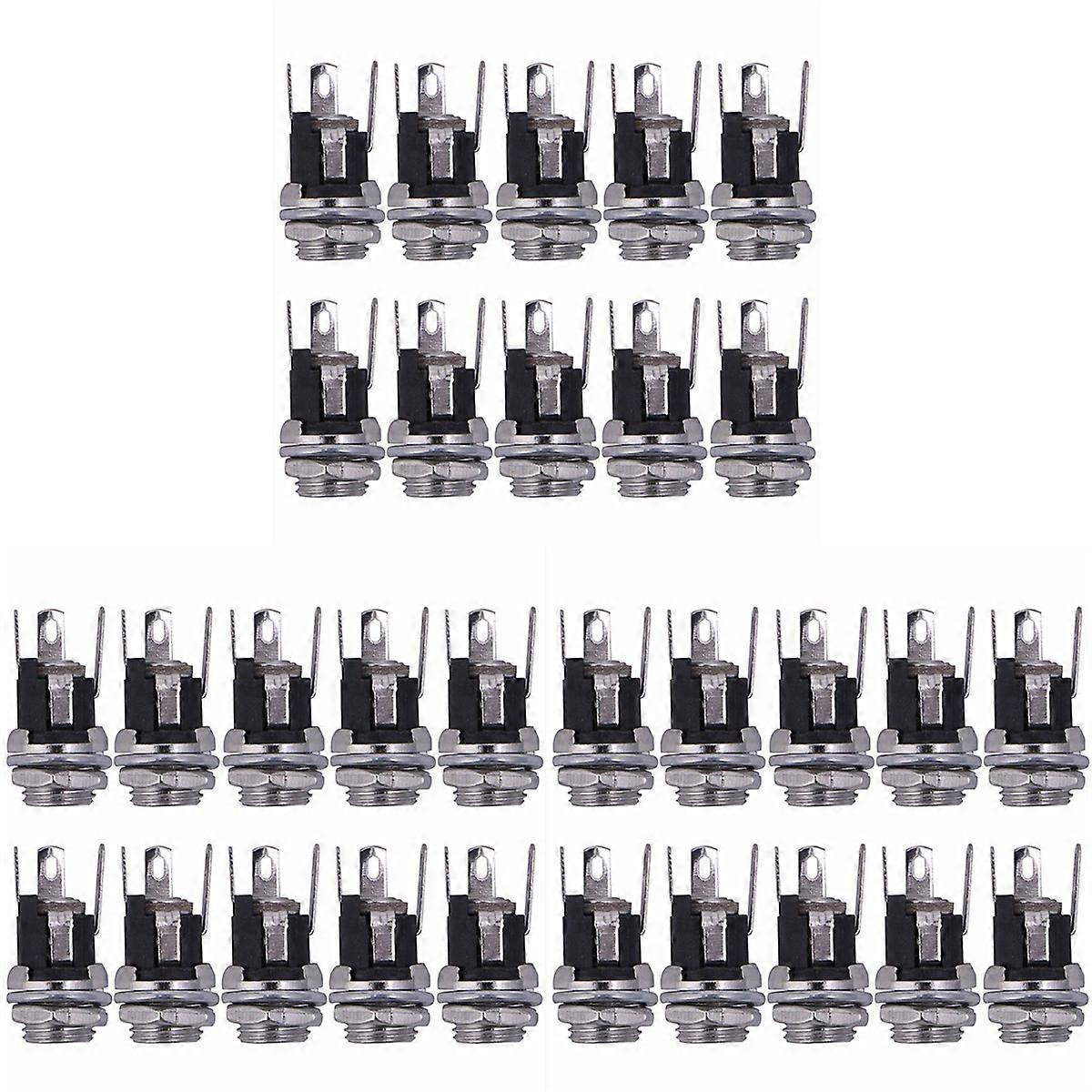 30Pcs DC Power Supply Jack Socket Female Panel Mount Connector 5.5X2.1mm