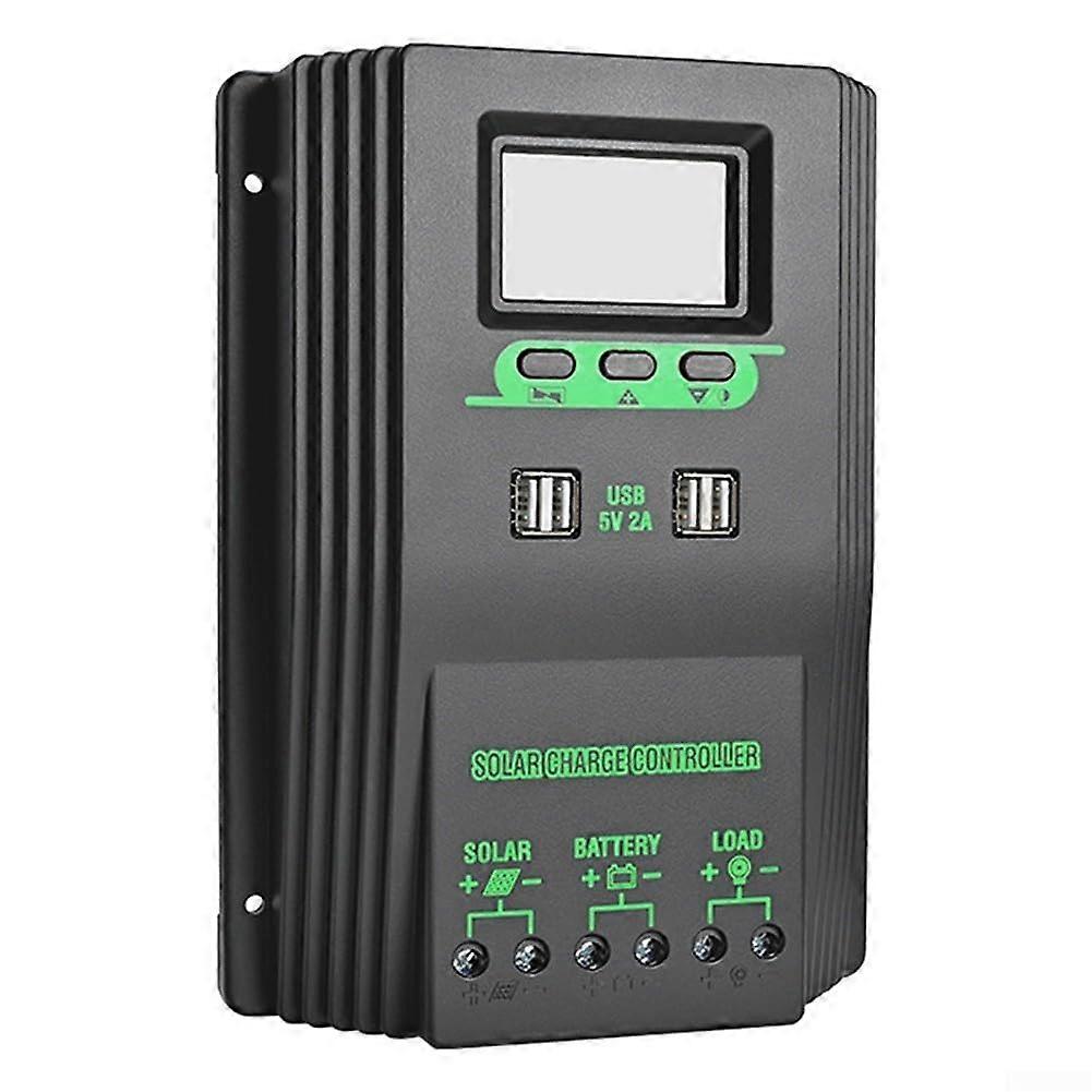 Sustainable energy solution, intelligent PWM solar panel controller, with protection and LCD, rated to 80A.