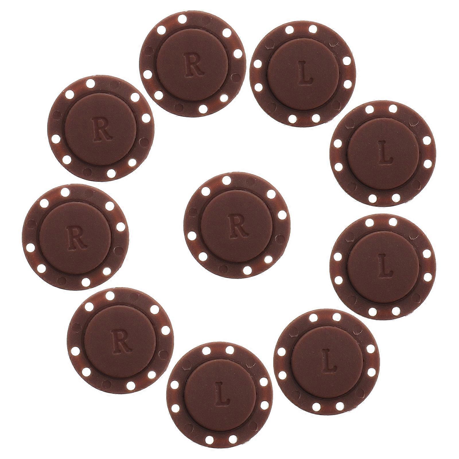 Round Magnetic Closure Buttons for Coats and Jackets Suitable for Diy Projects in Coffee Plastic Material 5 Pairs