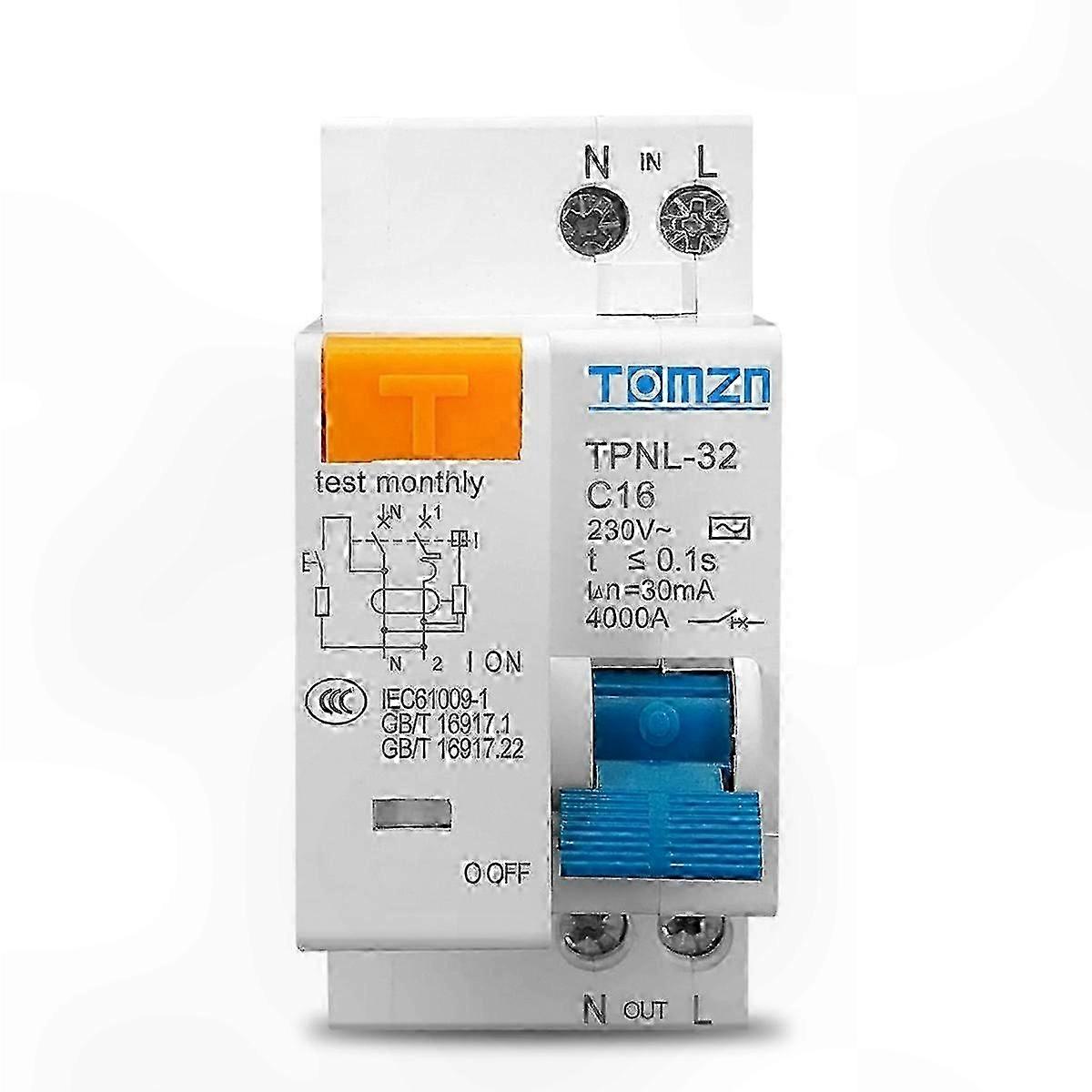 TPNL DPNL 230V 1P+N Residual Current Circuit Breaker with over and Short Current Protection RCBO M