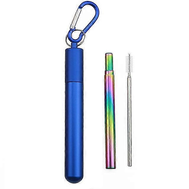 再利用可能な伸縮式ストロー 304 ステンレス鋼金属ストロー、クリーニング ブラシ付き折りたたみ式ポータブル ドリンク ストロー セット 旅行用 2025