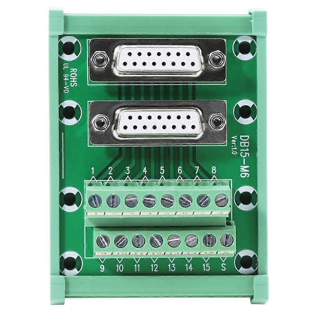 DB15-M6 Double Female Head DIN Rail Mount Interface Module Terminal Block Board Connector