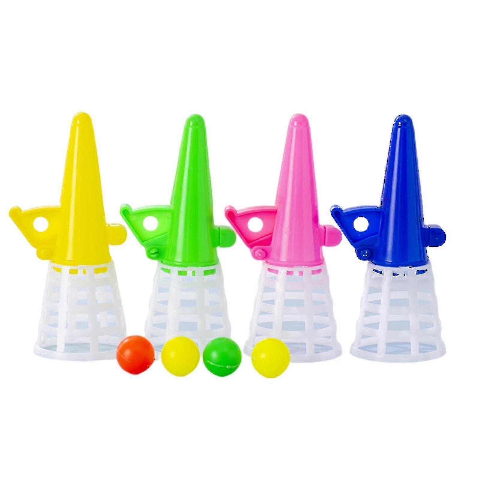 Ball-throwing and pressing children's ball-catching induction toy, 3 balls and 3 launchers, cultivate abilities and enhance parent-child relationship