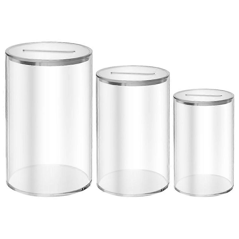 3Pcs Acrylic Money Saving Box Desktop Item For Teens Needs 15X9Cm Transparent Container