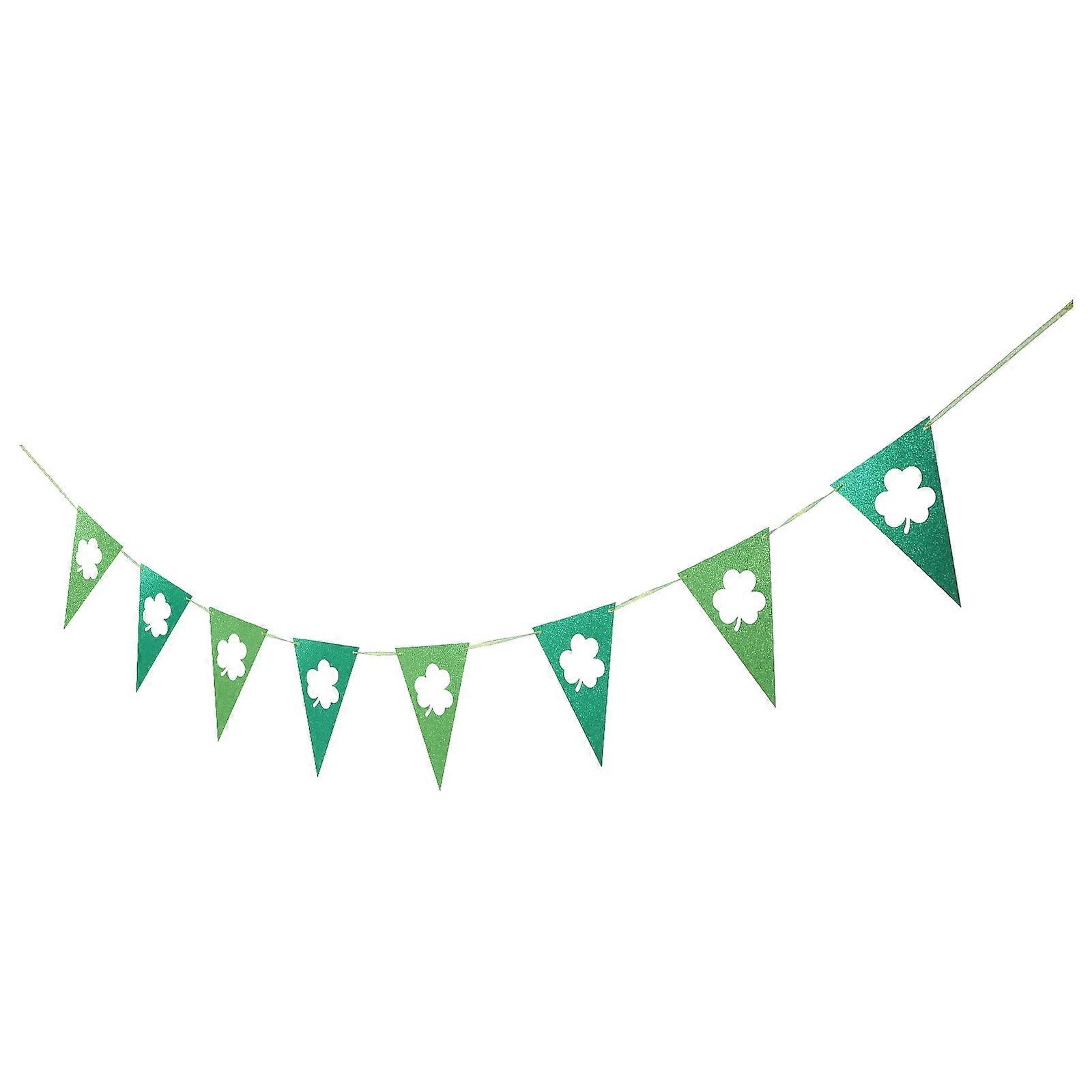 St. Patrick's Day Hanging Flag Garland Shamrock Decor Clover Bunting Party Home Bar Decoration Easy Assembly Vibrant Atmosphere Enhancer