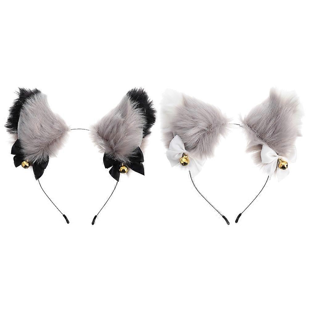 Plush Ear Headband with Gold Bells – Soft Animal Ear Hairband for Halloween Cosplay Party Photo Props – Lightweight Costume Accessory for Women