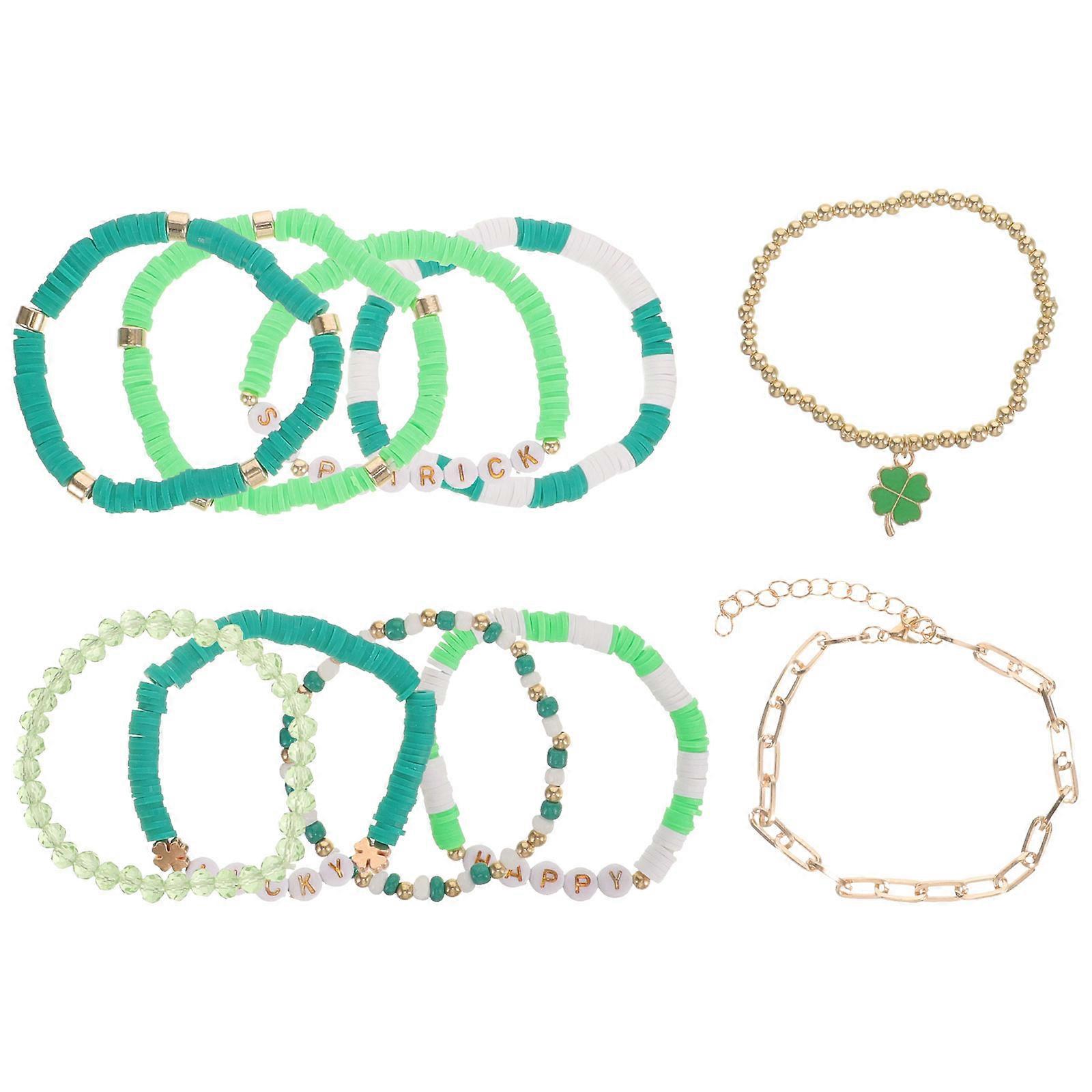 Irish Festival Bead Chain Wrist Bracelet For Girls 8.00X8.00X2.00cm Simple Design Decorative 10Pcs
