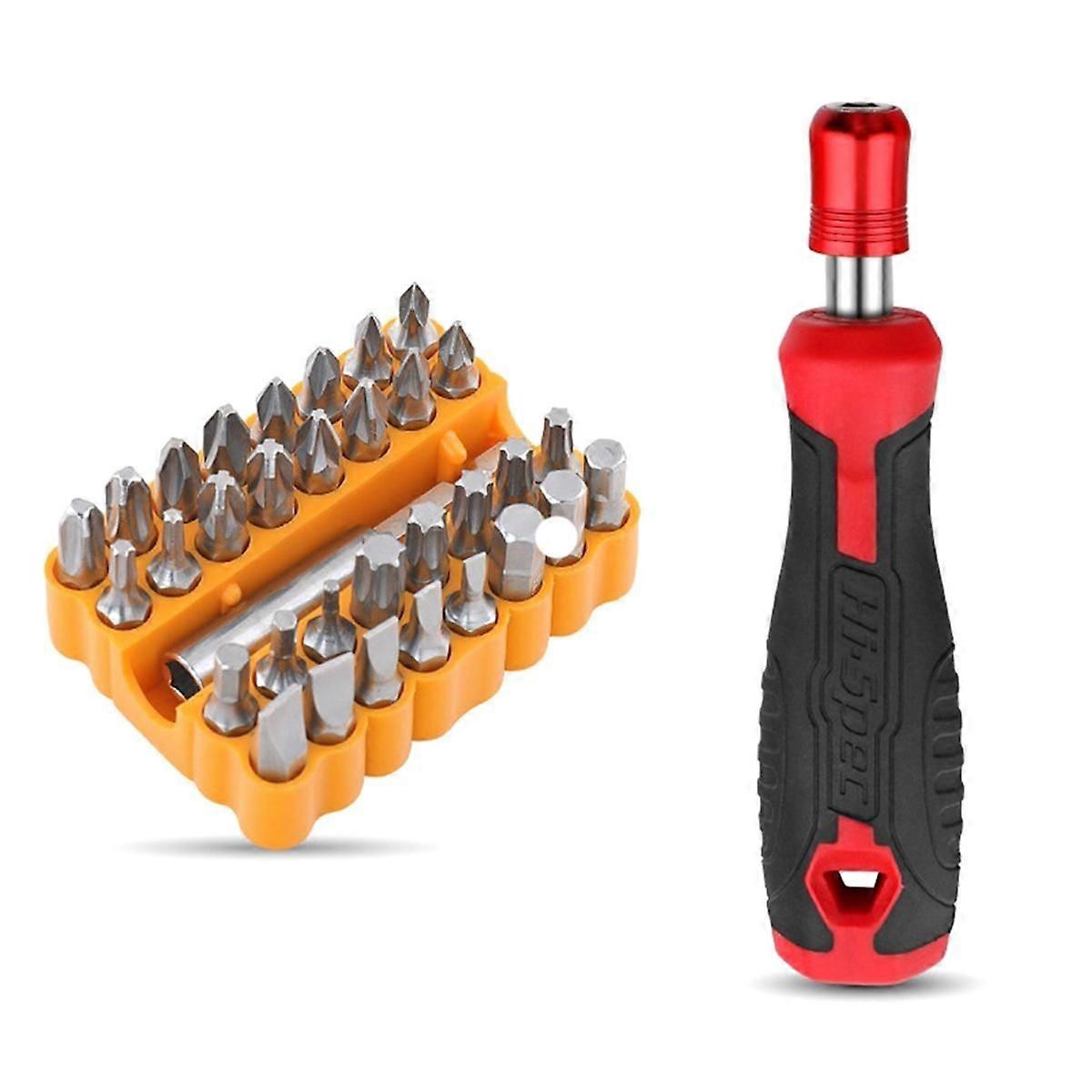1/4Inch Screwdriver Bit Handle Multi-Function Screwdriver Set Screwdriver Drill Wrench Tool (Red)