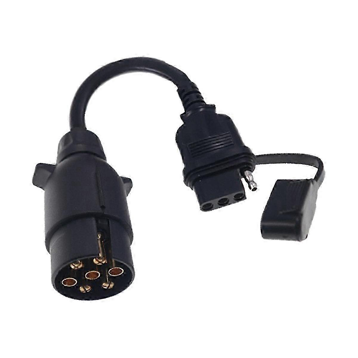 EU to US Trailer Light Converter 7 Pin Round Adapter European Trailer to 4 Pin Flat Socket Vehicle T