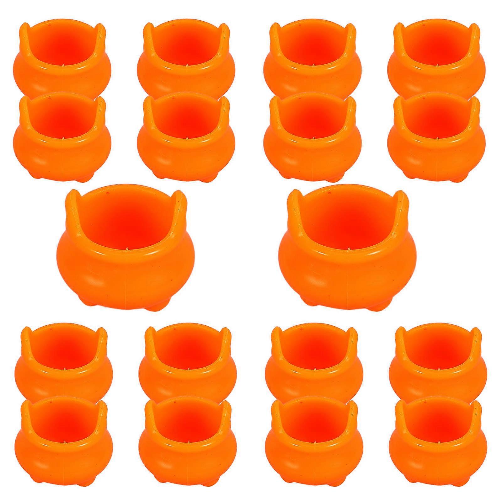 Orange Mini Cauldron Halloween Plastic Decor for Decoration 100Pcs