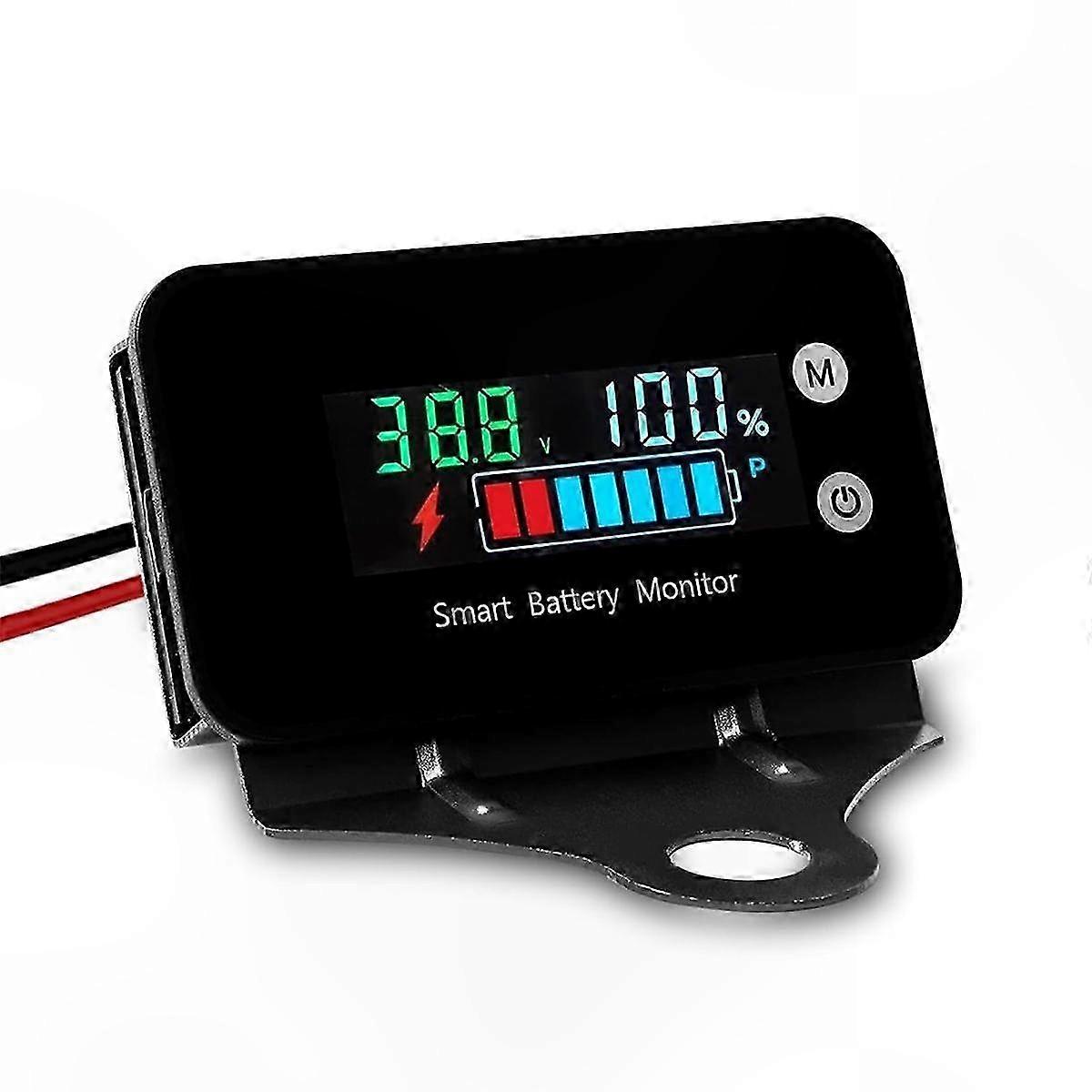 Waterproof Battery Monitor with Bracket, 7-100V Universal Voltage Display for Automotive and Marine Use