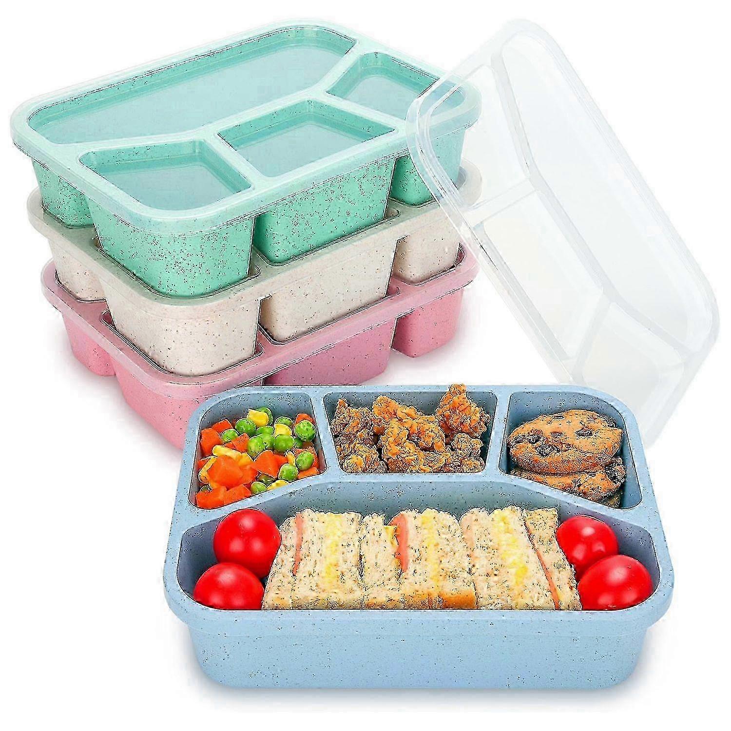 BPA-Free 4-Compartment Reusable Lunch Box with Lid for Meal Prep in Pink