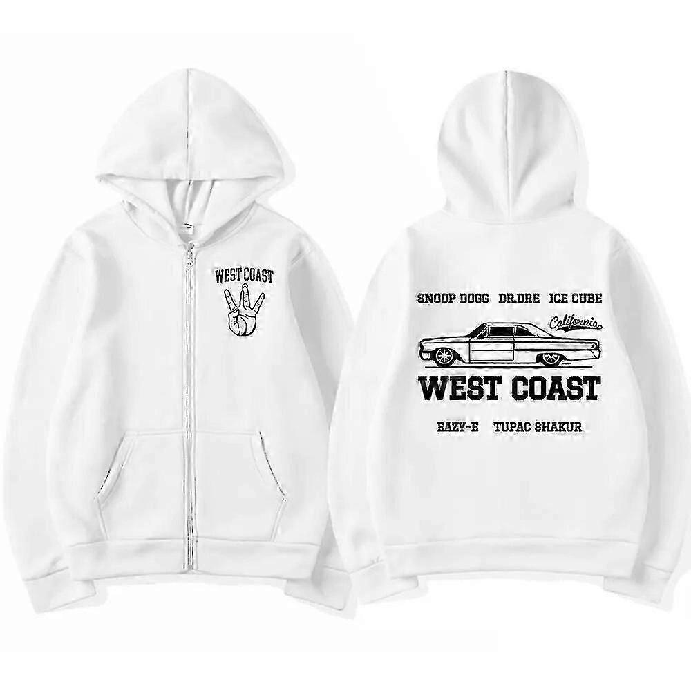 Cool Print Zipper Hoodie for Everyday Wear, Celebrating West Coast Rap Legends in British Style