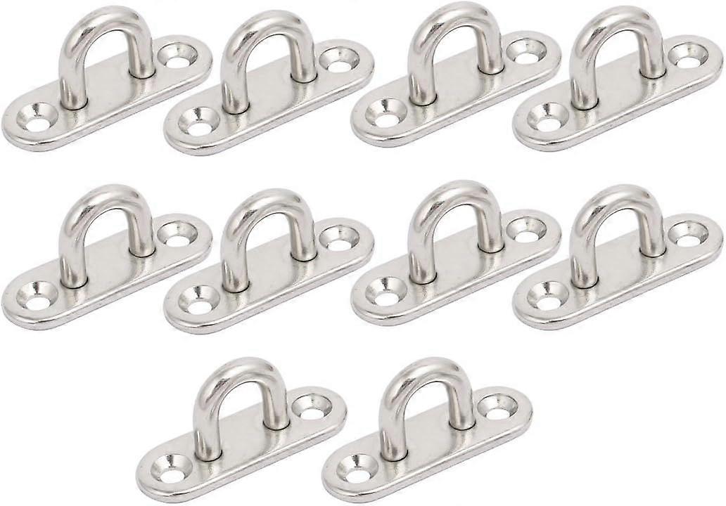 Eye Plate Hook - M5 - 10 Pieces - Oval U-Shape Ceiling Hooks - Ring Hook - Suitable for Ship Installation, Ceiling and Wall Mounting - Silver