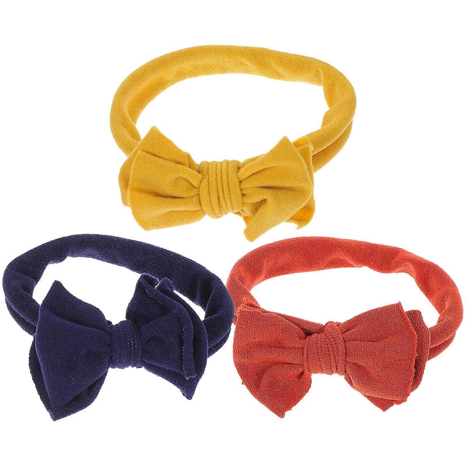 Bowknot Hair Decoration Headbands For Baby Shower Parties Assorted Color Delicate Design 3Pcs