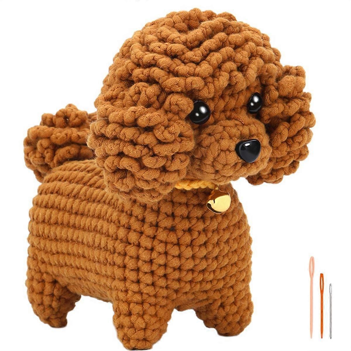 Crochet Kit DIY Teddy Dog Crochet Kit with Knitting Yarn Needles Plush Doll Easy for Beginner Inclu