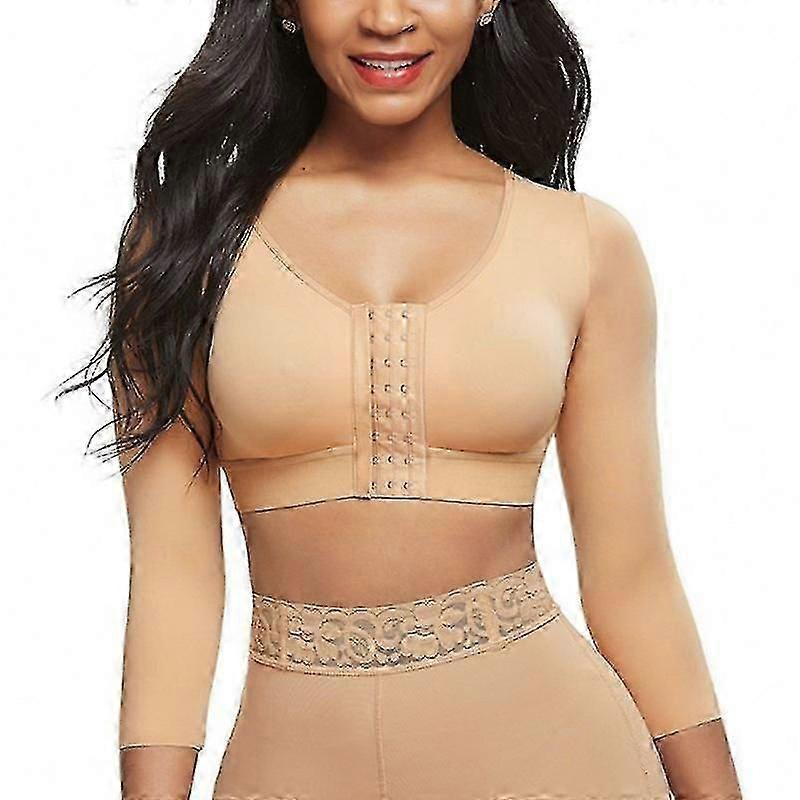 Posture corrector for women 3/4 sleeve shapewear with front closure