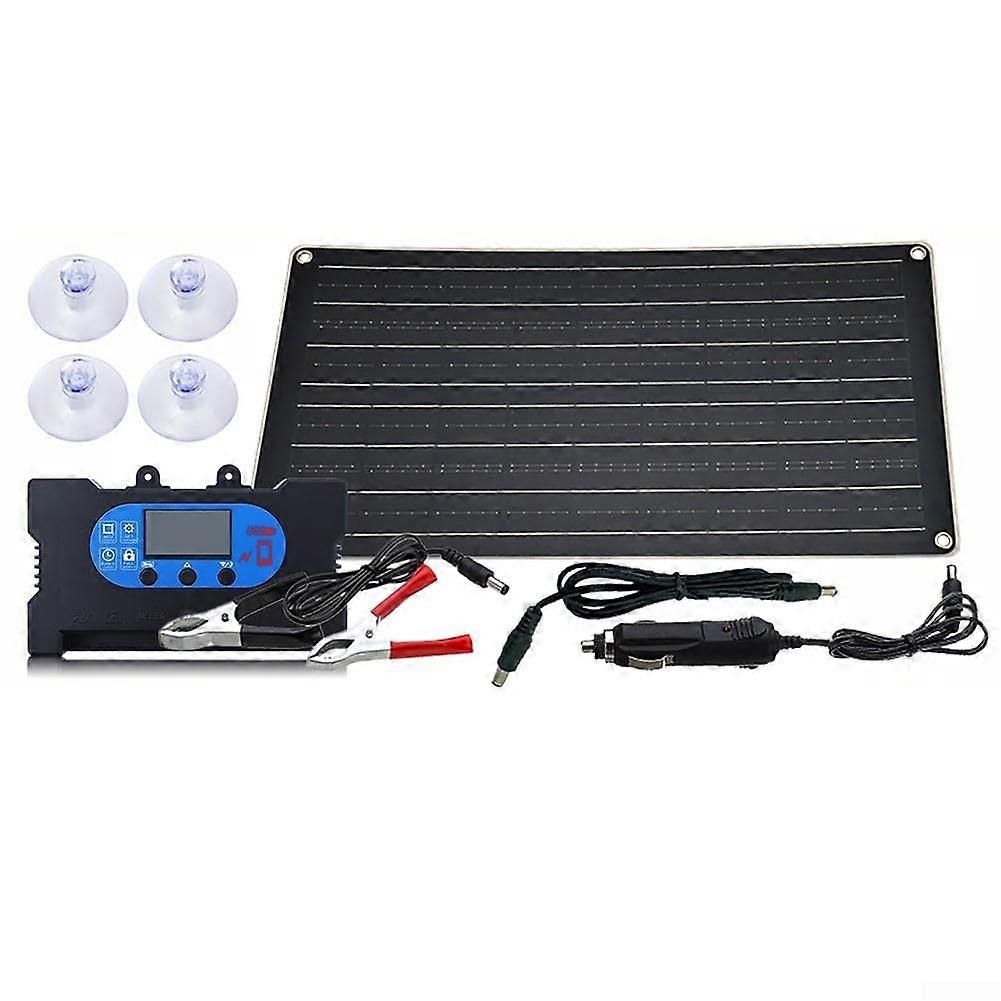 Monocrystalline Solar Panel 40W 12V/18V With Black Base PV Controller Outdoor Camping And Phone Charging 10A