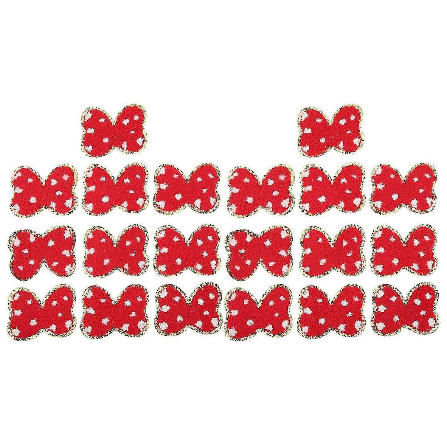 2025 Latest Model 20Pcs Red Bows Patches Cute Lightweight Iron On Bows Patch