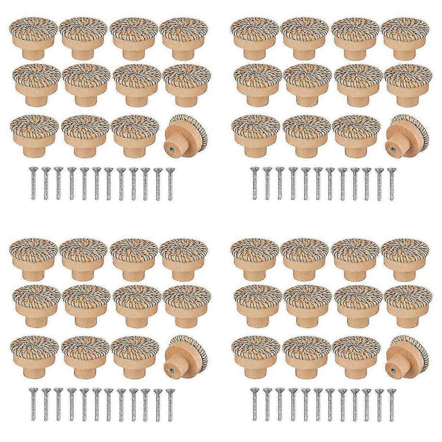 Boho Rattan Dresser Knobs Round Screws for Boho Furniture Knobs 12Pcs