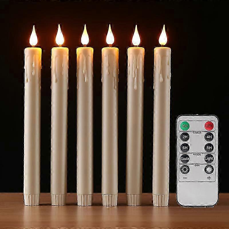 2025 6 Pcs Flameless Taper Candles with Remote