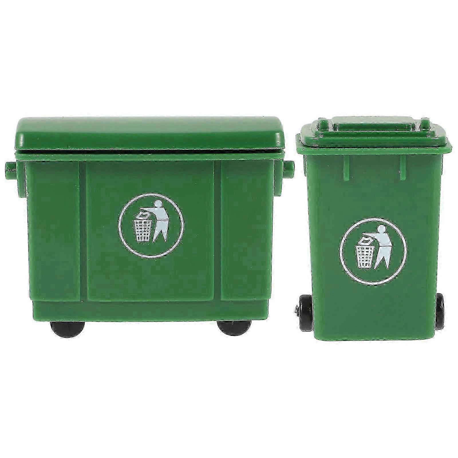 2Pcs Mini Trash Can Model Dollhouse Waste Container Miniature Sorting Garbage Bin Model 2025