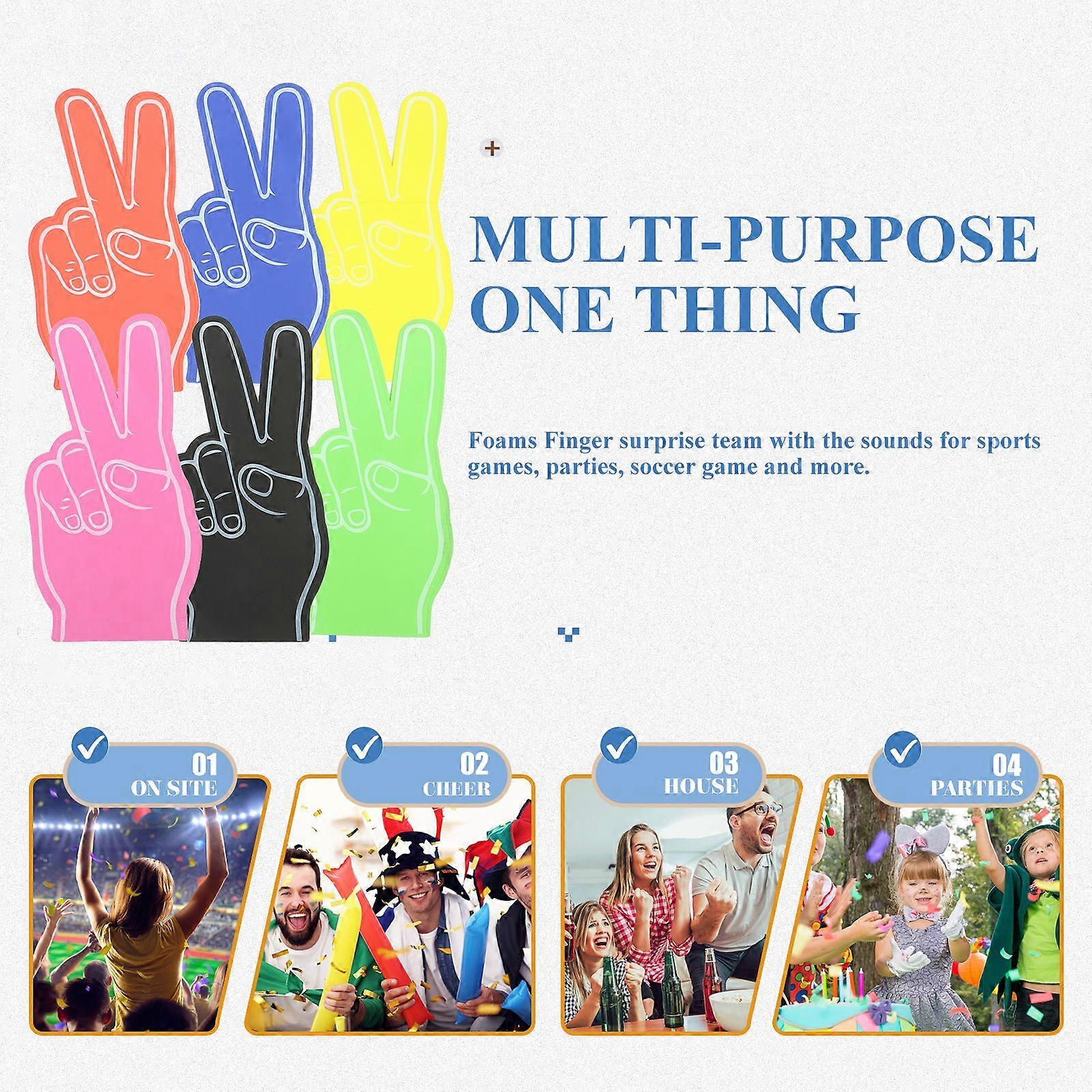 6Pcs Foam Fingers for Hands Cheering Colorful Cheerleading Foam Fingers Props Cheering Finger Props
