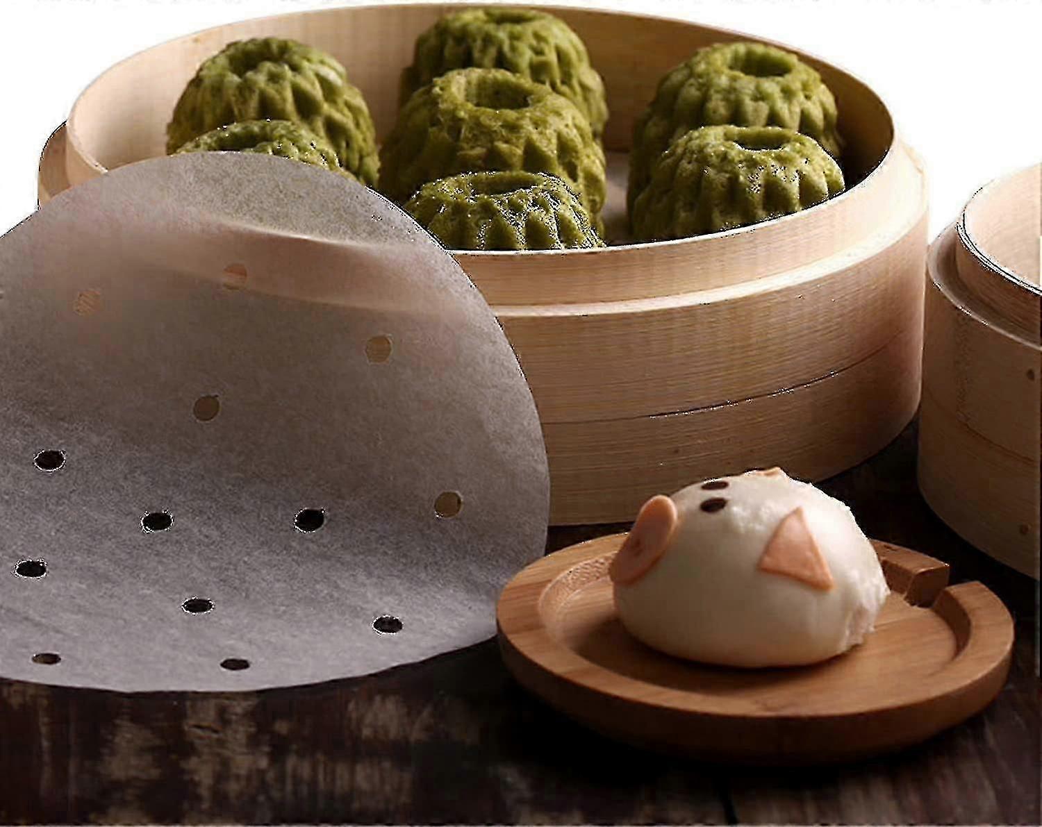 100pcs 9 Inch Perforated Paper Bamboo Steamer Paper Liners Steamer