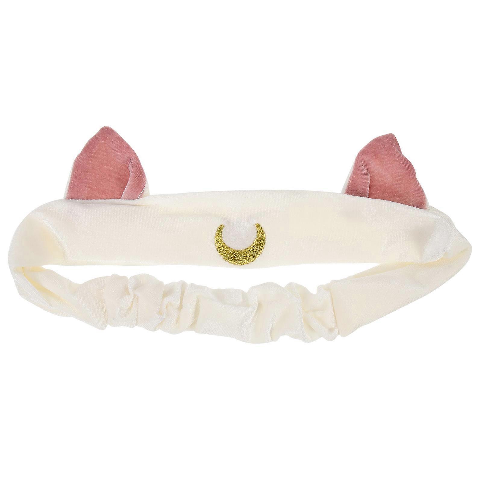 Face Cleaning Headband Cat Ear Shape for Quick Bath White Plush Material with Water Absorbing Function 1Set