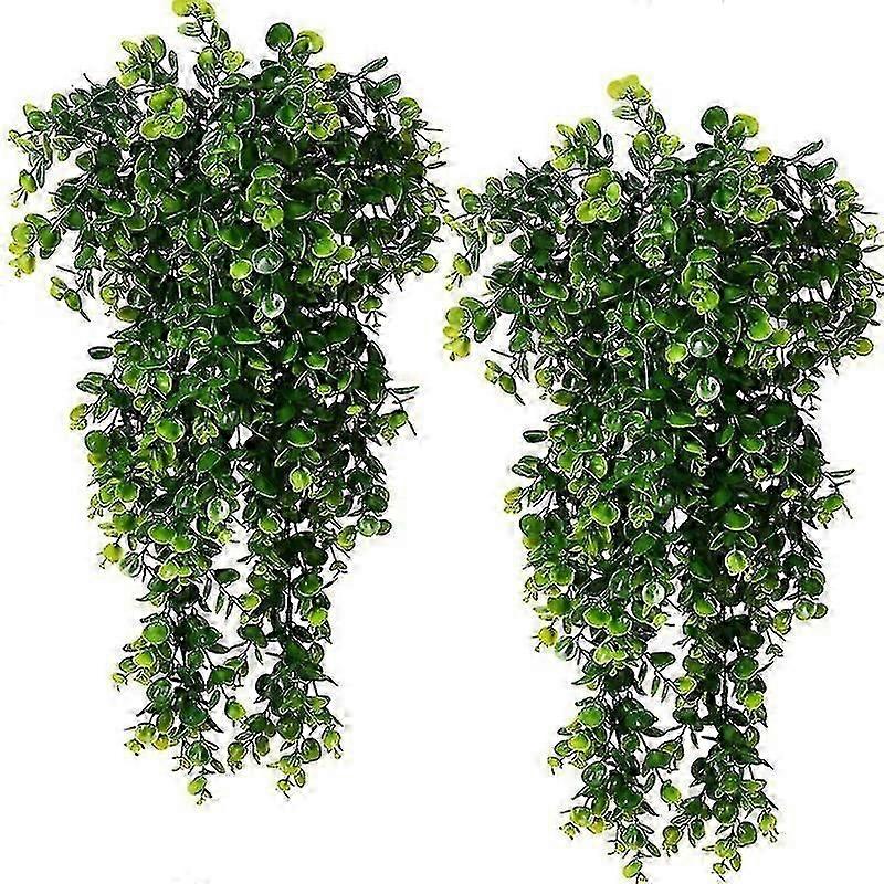 2 قطعة نباتات معلقة اصطناعية وهمية الأوكالبتوس أوراق ديكور