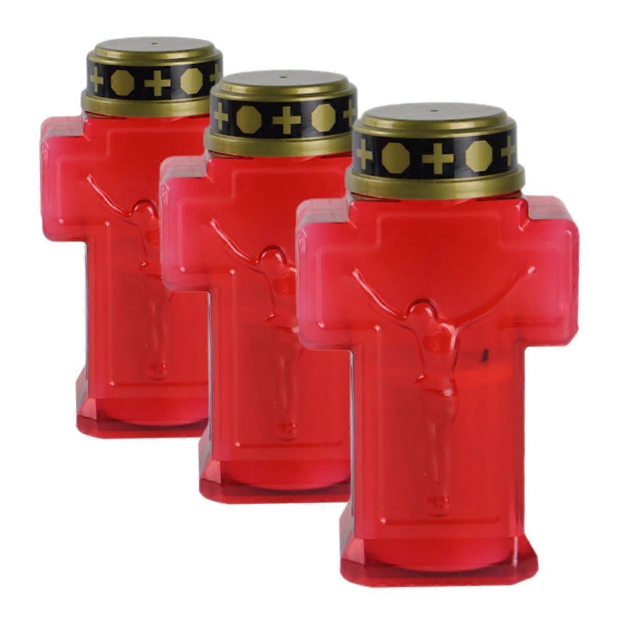 Flameless Grave Candle 3 Pack Battery Operated For Outdoor Cemetery Decor Memorials And Religious